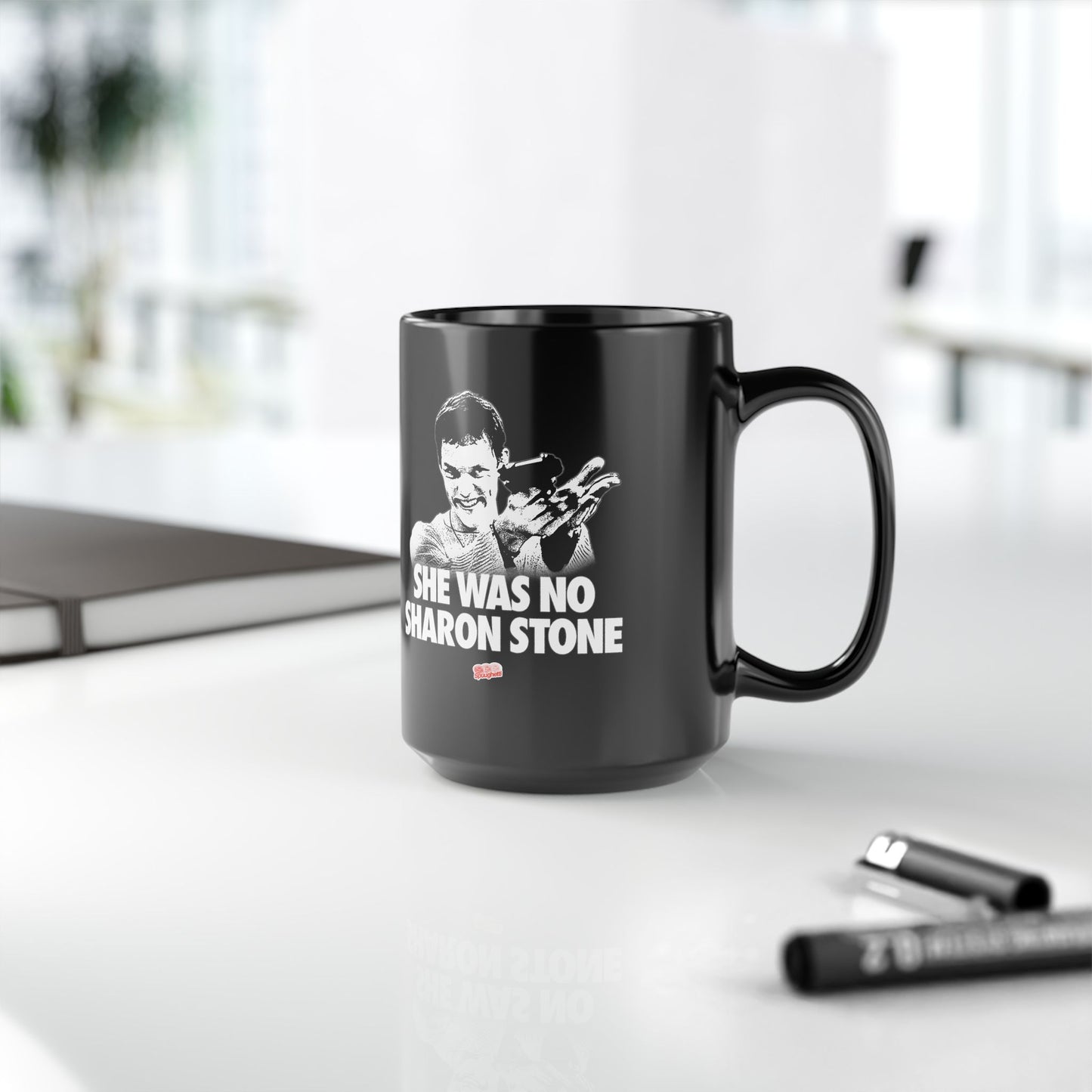 SHE WAS NO SHARON STONE | Black Mug (11oz, 15oz)